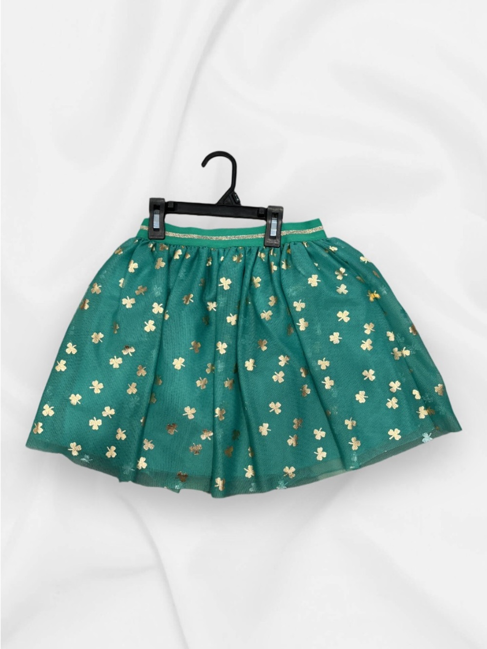 Cat & Jack Emerald Green Tulle Skirt with Gold Clover Details